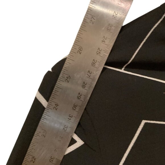 Shein Geometric Round Neck Black White Line Pattern Long Sleeve Dress Ruffle M - Picture 13 of 13